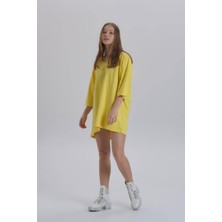 David&Gerenzo Kadın Sırt Baskı Detay Oversize T-Shirt Elbise