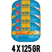 Tada Acılı Sardalya Konserve 4x 125GR (Hazır Yemek.ton Balığı.şarküteri Deniz Ürünleri.hazır Konserve.)