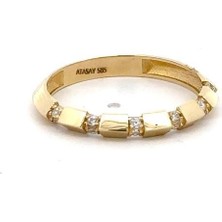 Altınöz Mücevherat Zirkon Taş Detaylı Modern Tarz ve Şık Yeşil Altın Yüzük