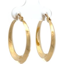 Altınöz Mücevherat Modern Tarz Üç Boyutlu Büyük Halka Yeşil Altın Küpe