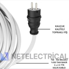 Netelectrical Elektrikli Araba Şarj Uzatma Kablosu (Beyaz, 55 Metre)