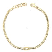 Altınöz Mücevherat Klasik Balıksırtı Model Zirkon Taş Detaylı Şık Yeşil Altın Bileklik