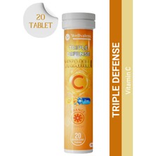 Wellvalens Triple Defence – C Vitamini, D Vitamini ve Çinko İçeren Portakal Aromalı Efervesan Tablet