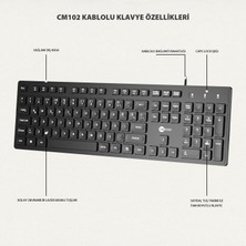 Lecoo CM102 USB Kablolu Türkçe Q Klavye & Mouse Set Siyah