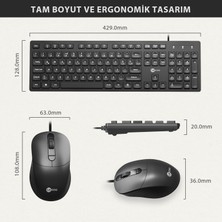 Lecoo CM102 USB Kablolu Türkçe Q Klavye & Mouse Set Siyah