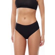 Malabadi Kadın Siyah 6 Lı Paket %100 Pamuk Ara Bel Jakarlı Slip Külot 350 6M350