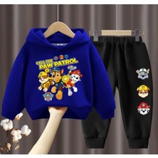 Kids Face Özel Tasarım Kapüşonlu Paw Patrol Baskılı Şardonlu Kışlık Erkek Çocuk Eşofman Takımı