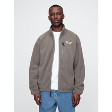 Gap Erkek Gri Gap Logo Arctic Fleece Fermuarlı Ceket
