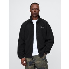 Gap Erkek Siyah Gap Logo Arctic Fleece Fermuarlı Ceket