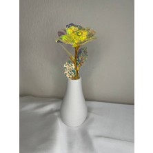 Love Candle Dekor 1 Adet Solmayan Gül, Yapay Gül, Sonsuzluk Gülü, Sarı Gül, Sevgililer Günü Hediyesi