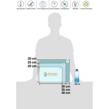 Kanallı Cam Kesme Tahtası - Cam Kesme Tablası 2 Kanallı Siyah Mermer Desenli 20 Cm X 30 Cm