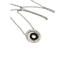 Ose Shop Oniks ve Zirkon Taşlı Modern 925 Ayar Gümüş Kolye