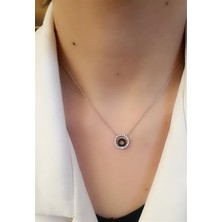 Ose Shop Oniks ve Zirkon Taşlı Modern 925 Ayar Gümüş Kolye