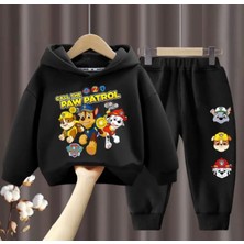 Kids Face Özel Tasarım Kapüşonlu Paw Patrol Baskılı Şardonlu Kışlık Erkek Çocuk Eşofman Takımı