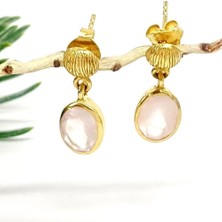 Ose Shop Pembe Kuvars Taşlı 925 Ayar Gümüş Küpe