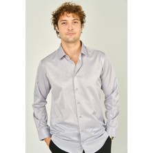 Figs Erkek Slim Fit Uzun Kollu Pamuklu Parlak Kumaş Gömlek 0013 Lila