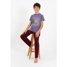 Akbeniz Erkek Çocuk Kısa Kol Penye Pijama Takım 20758 Mor