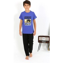 Akbeniz Erkek Çocuk Kısa Kol Penye Pijama Takım 20758 Saks