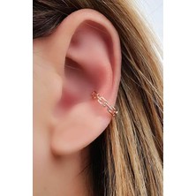 Ose Shop Gümüş üzerine rose  altın kaplama trend kıkırdak küpe