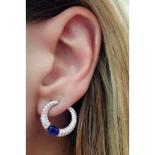 Ose Shop İtalyan Tasarımı Lacivert Zirkon Taşlı Küpe