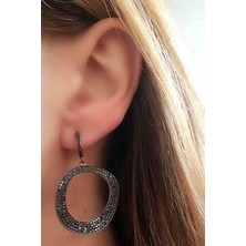 Ose Shop Kahverengi Granat Taşlı Gümüş Rose Lüks Küpe