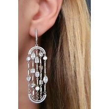 Ose Shop Italyan Tasarımı Zirkon Taşlı Gümüş Lüks Küpe