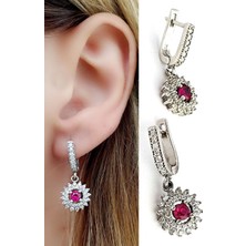 Ose Shop Fuşya Zirkon Taşlı 925ayar Gümüş pırlanta montür Küpe