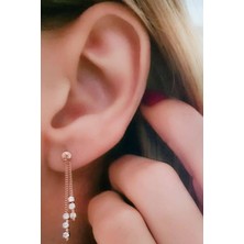Ose Shop Swarovski taşlı italyan 925 ayar gümüş rose sallantılı cift küpe
