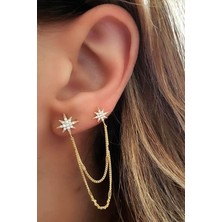 Ose Shop Zirkon Taşlı Kutup Yıldızı Gümüş Küpe