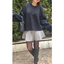 Lasorella Butik Kadın Siyah Tüylü Kazak
