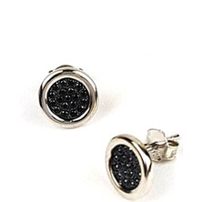 Ose Shop Oniks taşlı gümüş yuvarlak küpe