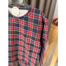 Baby Yeni Yıl Yılbaşı Noel Pijama Partisi Ekoseli Çizgili Pamuklu Kız Erkek Unisex Çocuk Pijama Takımı