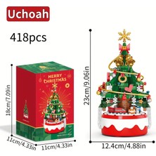 Noel Ağacı Karusel Müzik Kutusu Inşaat Blokları Seti, Reçine Inşaat Oyuncak, Masaüstü Dekorasyon Model Kit - Kırmızı (Yurt Dışından)