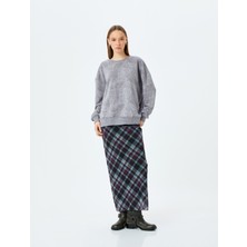 Koton Soyut Baskılı Oversize Yıkamalı Bisiklet Yaka Sweatshirt