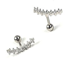 Ose Shop 7 Sıra Tasli Zirkon 316L Cerrahi Anti Alerjik Celik Tragus Veya Kikirdak Helix Piercing  Bar Uzunluk 6mm Kalinlik 1mm 1.2 mm