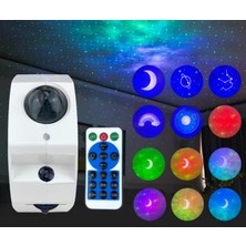 Çocuk Hareketli Projektör Yıldız Gökyüzü Işıkları Ay Galaxy Bluetooth Gece-Led Masa Lambası