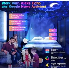 Çocuk Hareketli Projektör Yıldız Gökyüzü Işıkları Ay Galaxy Bluetooth Gece-Led Masa Lambası