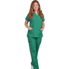 Mergen Kadın Cerrahi Üniforma Ameliyathane Yeşili Grey's Anatomy Yarasa Kol Alt Üst Takım