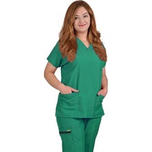 Mergen Kadın Cerrahi Üniforma Ameliyathane Yeşili Grey's Anatomy Yarasa Kol Alt Üst Takım