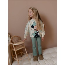 Sacro Kids Mickey Baskılı Tayt-Sweatshirt 2 Iplik Mevsimlik Kız Çocuk Takım