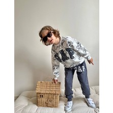 Sacro Kids Dinozor Baskılı Eşofman-Sweatshirt 2 Iplik Mevsimlik Erkek Çocuk Takım