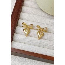 Kadın Özel Tasarım Kalp ve Kurdele Model Küpe Zyn8