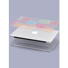 Macbook Air (M1) Kılıf 13.3 Inç A1932-A2179-A2337 2020/2021 Şeffaf Kapak Tam Koruma Macup-15 Dekoratif Pembe