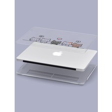 Macbook Pro (M1-M2) Kılıf 14.2 Inç A2442-A2779-A2992 A2918 2020/2022 Şeffaf Sert Kapak Koruma Macup-21 Kediler Kahve