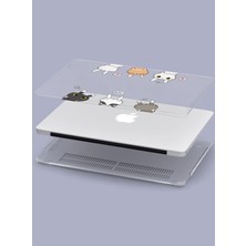 Macbook Air (M2-M3) Kılıf 15 Inç A3114-A2941 2023/2024 Şeffaf Sert Kapak Koruma Macup-23 Kediler Hello Turuncu