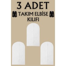 3 Adet Takım Elbise Kılıfı, Kıyafet, Elbise Koruma Taşıma Kılıfı, Beyaz Gamboç , Elbise Hurcu 60X100CM Kılıf