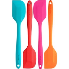 4lü Silikon Spatula Seti Yanmaz Yapışmaz Çizmez Turkuaz-Kırmızı-Fuşya-Turuncu 27cm