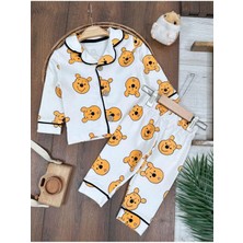 %100 Pamuk Yumuşak Doku Ayıcık Baskılı Mevsimlik Bebek ve Çocuk Pijama Takımı