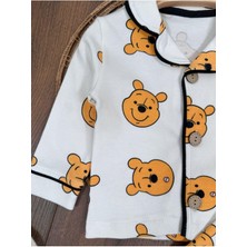 %100 Pamuk Yumuşak Doku Ayıcık Baskılı Mevsimlik Bebek ve Çocuk Pijama Takımı