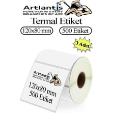 Artlantis 120X80 mm Barkod Etiketi Yapışkanlı 3 Adet Rulo Etiket Termal Barkot Terazi Etiketi 500 Lü Barkod Yazıcılara Uyumludur